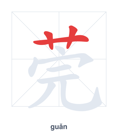 Stroke order practice for 莞 - guǎn