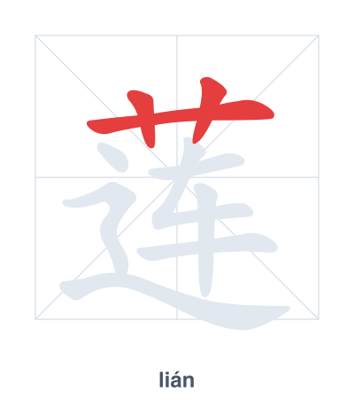 Stroke order practice for 莲 - lián