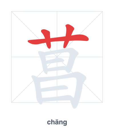 Stroke order practice for 菖 - chāng