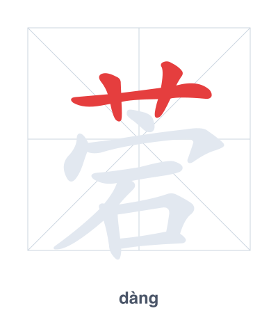 Stroke order practice for 菪 - dàng