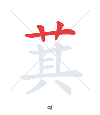 Stroke order practice for 萁 - qí