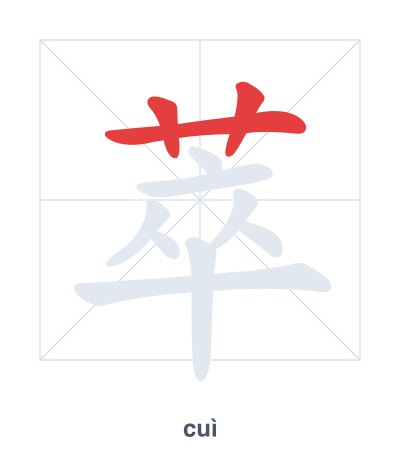 Stroke order practice for 萃 - cuì