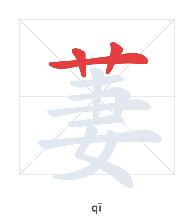 Stroke order practice for 萋 - qī