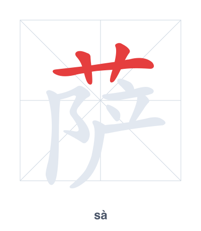 Stroke order practice for 萨 - sà