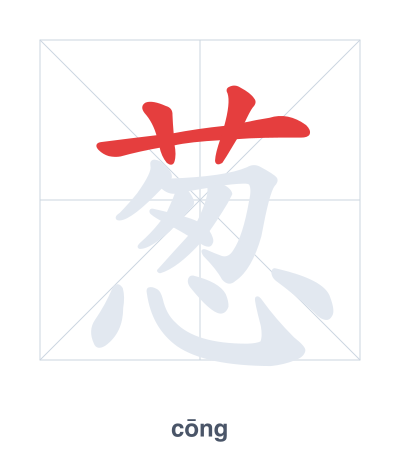 Stroke order practice for 葱 - cōng