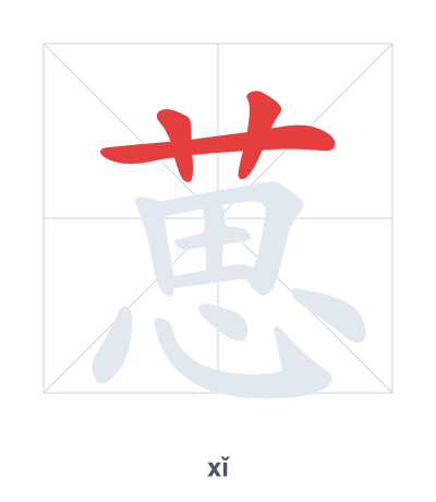 Stroke order practice for 葸 - xǐ