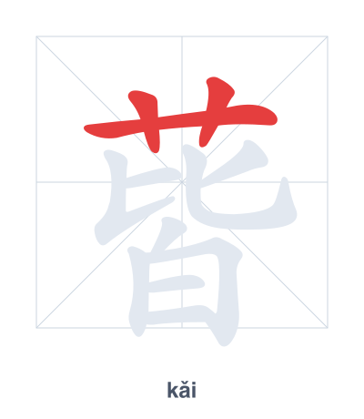 Stroke order practice for 蒈 - kǎi