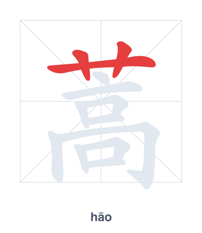 Stroke order practice for 蒿 - hāo