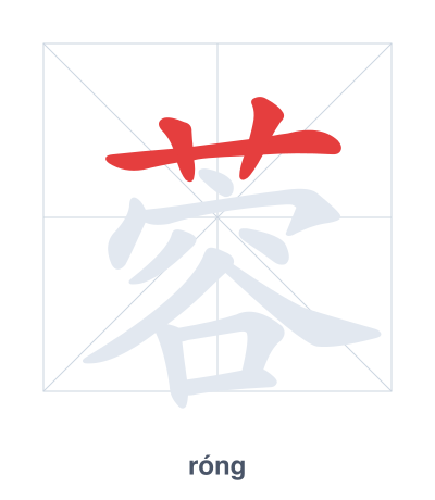 Stroke order practice for 蓉 - róng