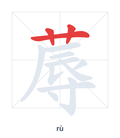 Stroke order practice for 蓐 - rù