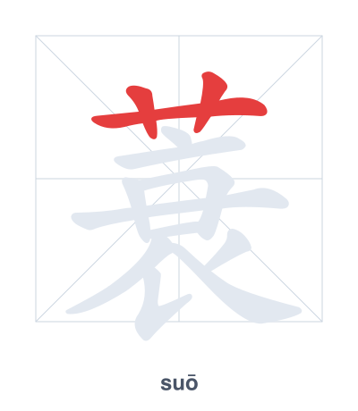Stroke order practice for 蓑 - suō