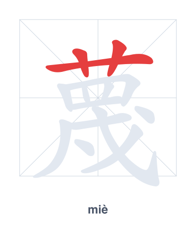 Stroke order practice for 蔑 - miè
