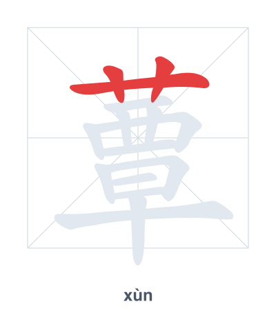 Stroke order practice for 蕈 - xùn