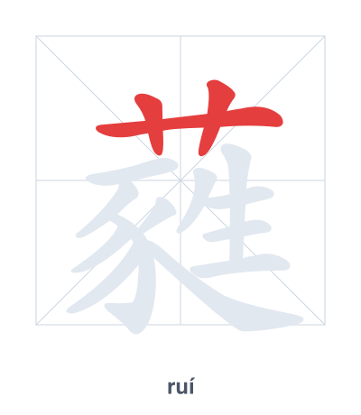 Stroke order practice for 蕤 - ruí
