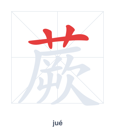 Stroke order practice for 蕨 - jué