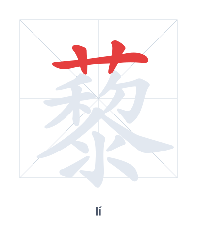 Stroke order practice for 藜 - lí