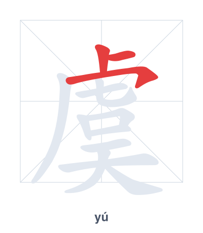 Stroke order practice for 虞 - yú