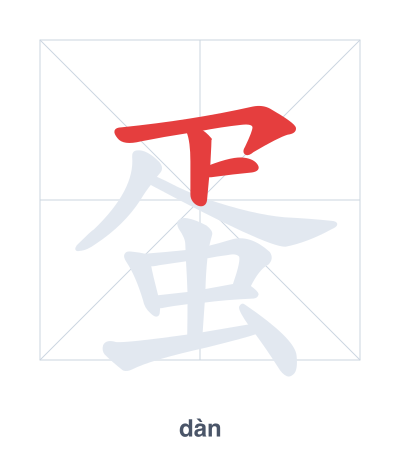 Stroke order practice for 蛋 - dàn
