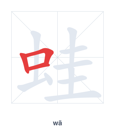 Stroke order practice for 蛙 - wā
