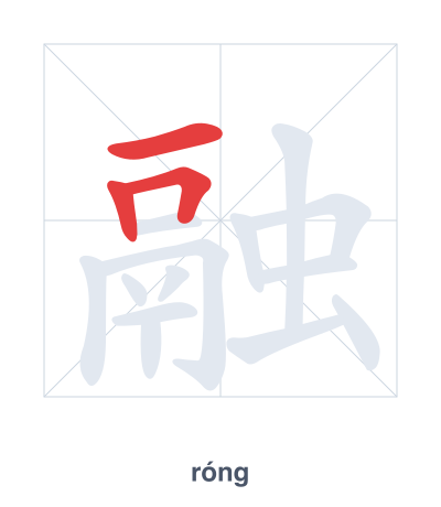 Stroke order practice for 融 - róng