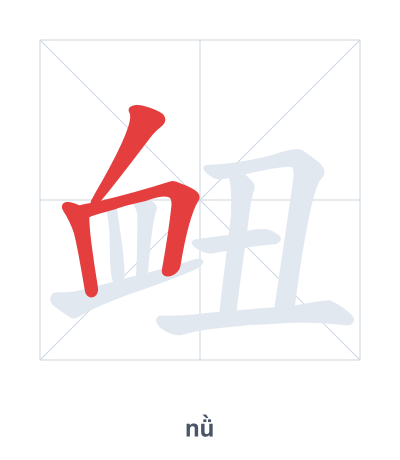 Stroke order practice for 衄 - nǜ