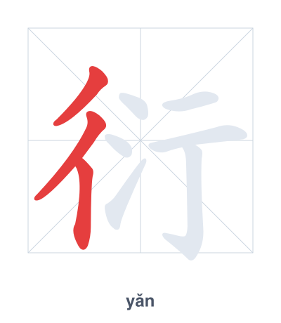 Stroke order practice for 衍 - yǎn