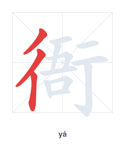 Stroke order practice for 衙 - yá