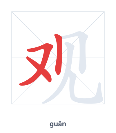 Stroke order practice for 观 - guān