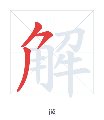 Stroke order practice for 解 - jiě