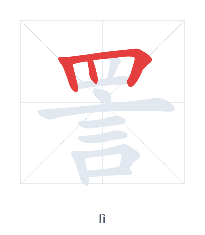Stroke order practice for 詈 - lì