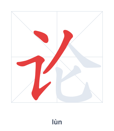 Stroke order practice for 论 - lùn