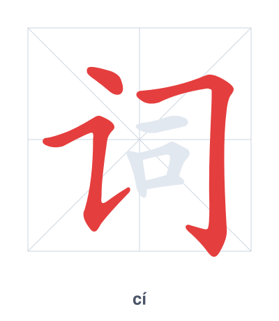 Stroke order practice for 词 - cí