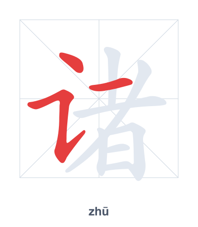 Stroke order practice for 诸 - zhū