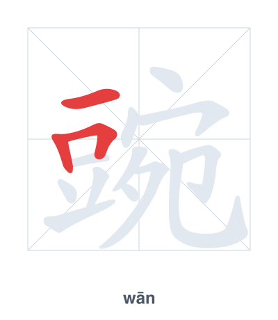 Stroke order practice for 豌 - wān