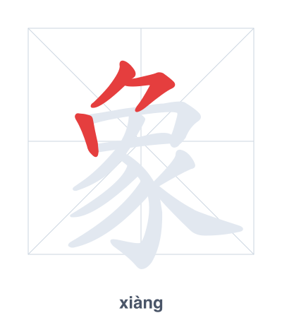 Stroke order practice for 象 - xiàng