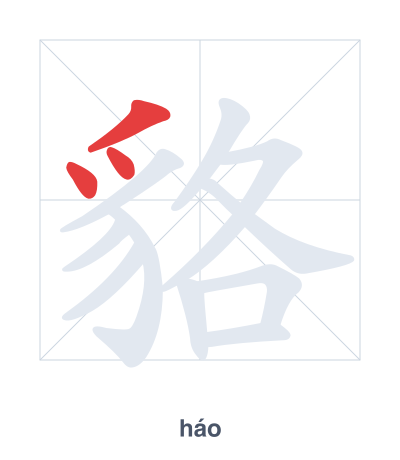Stroke order practice for 貉 - háo