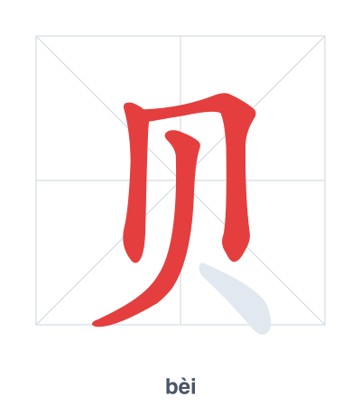 Stroke order practice for 贝 - bèi