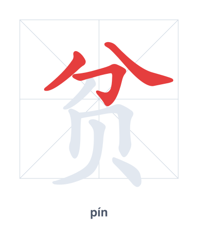 Stroke order practice for 贫 - pín