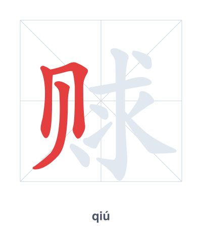 Stroke order practice for 赇 - qiú
