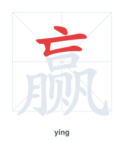 Stroke order practice for 赢 - yíng