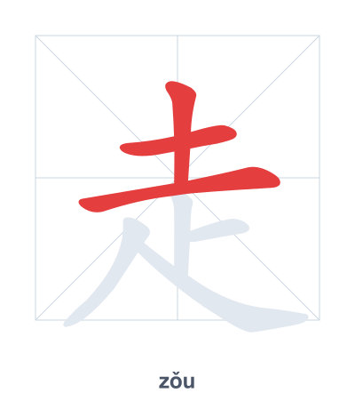 Stroke order practice for 走 - zǒu