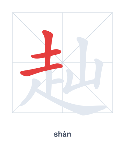 Stroke order practice for 赸 - shàn