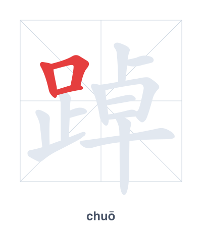 Stroke order practice for 踔 - chuō