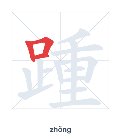Stroke order practice for 踵 - zhǒng