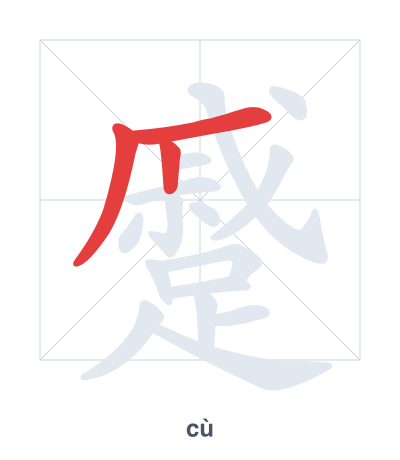 Stroke order practice for 蹙 - cù