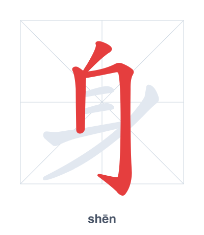 Stroke order practice for 身 - shēn