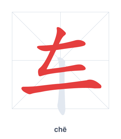 Stroke order practice for 车 - chē
