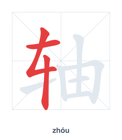 Stroke order practice for 轴 - zhóu