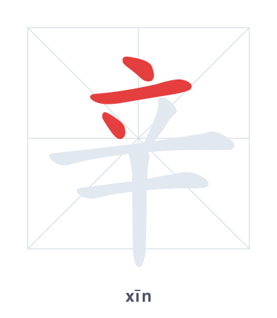 Stroke order practice for 辛 - xīn