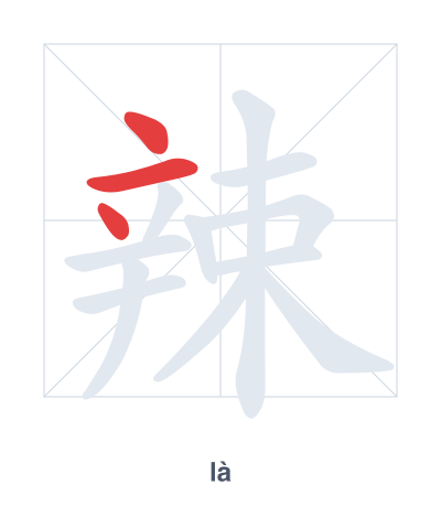 Stroke order practice for 辣 - là